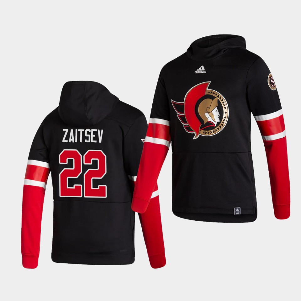 Men Ottawa Senators #22 Zaitsev Black NHL 2021 Adidas Pullover Hoodie Jersey